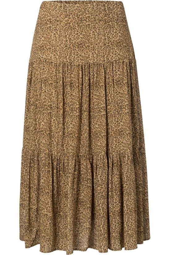 Yaya Rok A-Line Midi With Animal Print Dark Brown/Ass. Camouflage