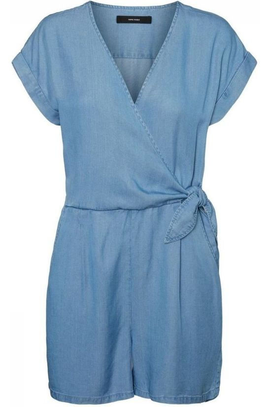 Vero Moda Jumpsuit Vmlaura Ss V-Neck Knot Ga Light Blue (Jeans)