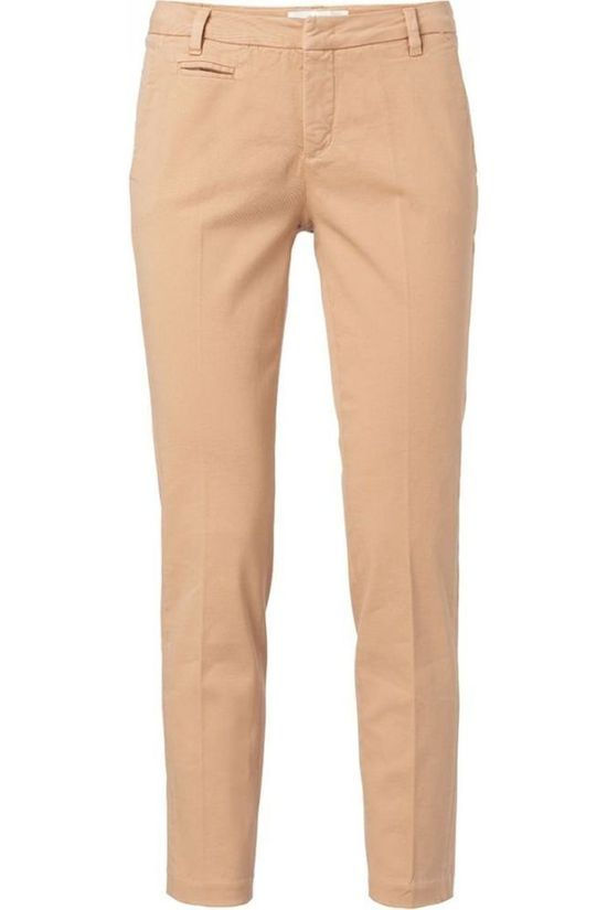 Yaya Broek Straight Fishbone Print Sand Brown/Ecru
