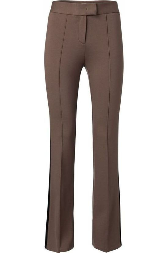 Yaya Broek Jersey Flared With Side Stripe Camel Brown