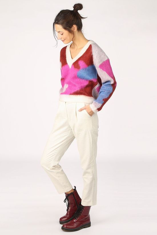 CKS Femmes Pull Kristi Off White/Fuchsia
