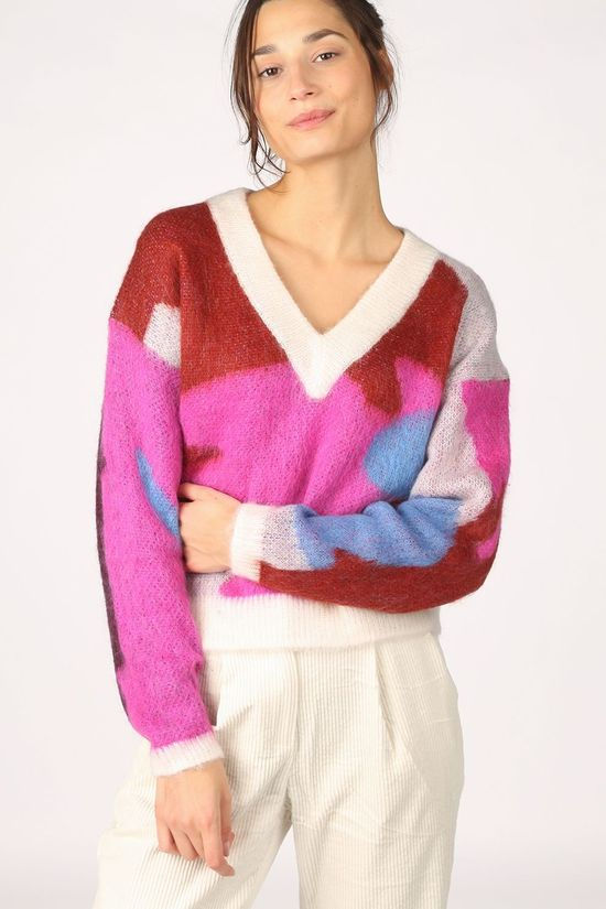 CKS Femmes Pull Kristi Off White/Fuchsia