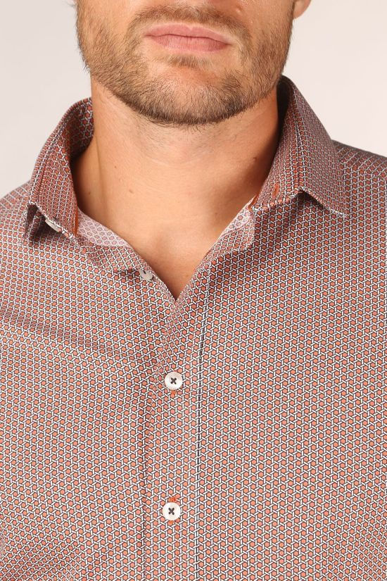 Haze & Finn Hemd Italian Fit Stretch Rust/Ass. Geometric