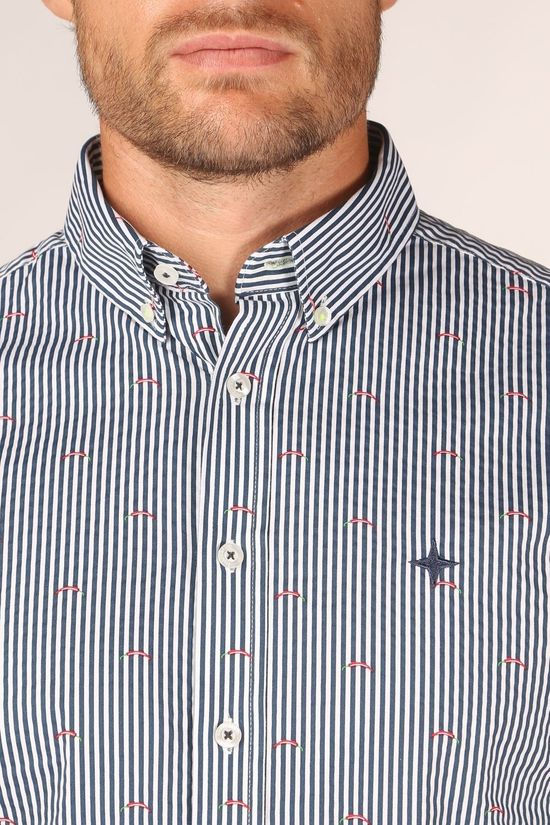 Haze & Finn Hemd Regular Fit Stretch white/dark blue