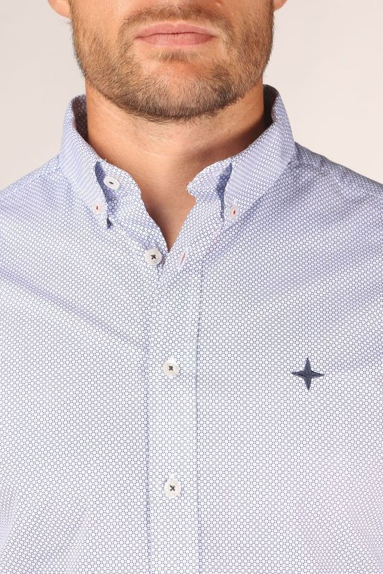 Haze & Finn Hemd Regular Fit Stretch White/Ass. Geometric
