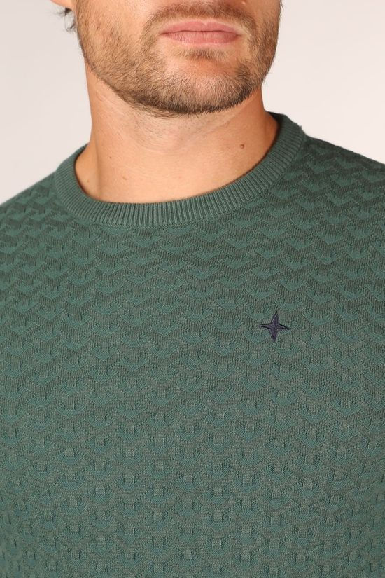 Haze & Finn Pull Knit Crew  Structure 3D mid green