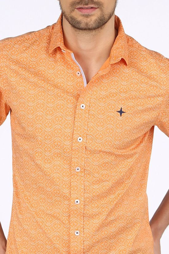 Haze & Finn Hemd Mc15-0101-41 Orange/Ass. Geometric