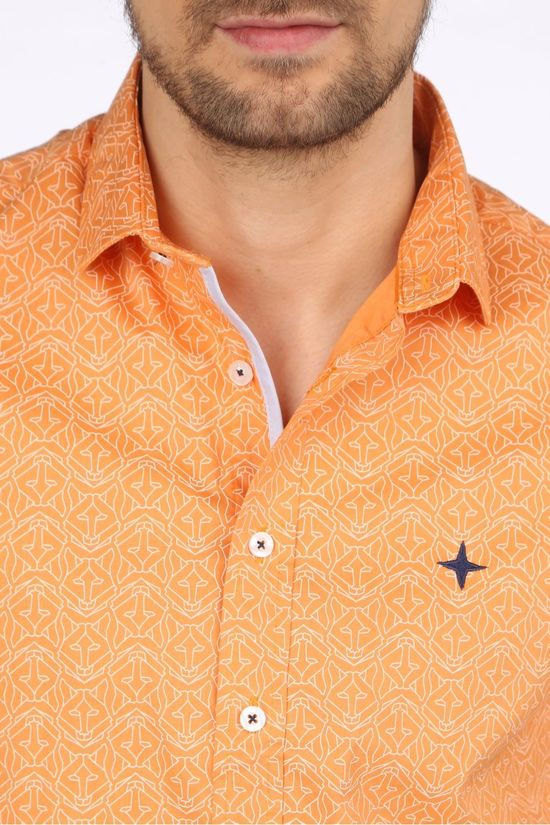 Haze & Finn Hemd Mc15-0101-41 Orange/Ass. Geometric