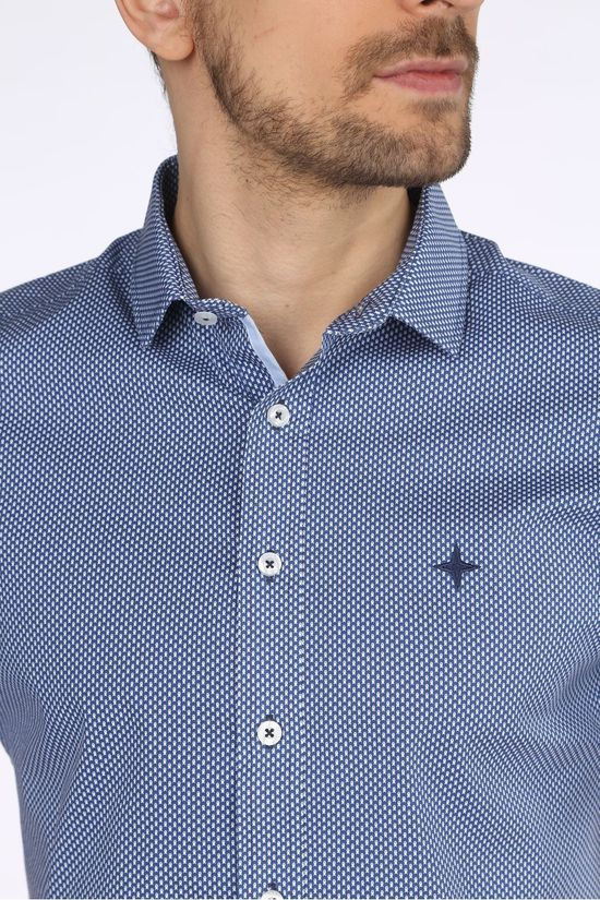 Haze & Finn Hemd Mc15-0101-46 Mid Blue/Ass. Geometric