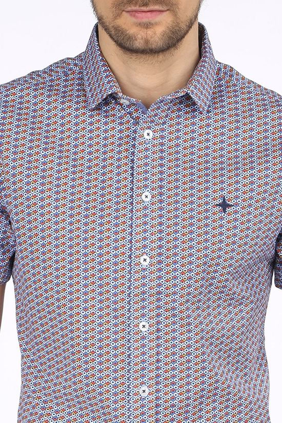 Haze & Finn Hemd Mc15-0111-41 Mid Blue/Ass. Geometric