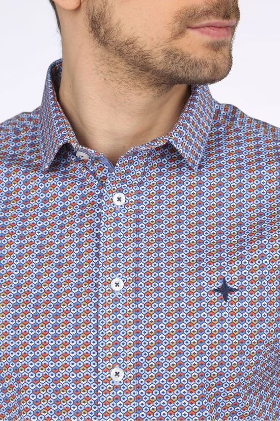 Haze & Finn Hemd Mc15-0111-41 Mid Blue/Ass. Geometric
