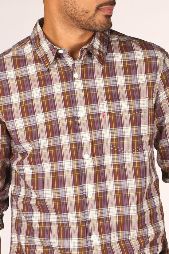 Levi's Hemd Classic 1 Pkt Standard White/Bordeaux / Maroon