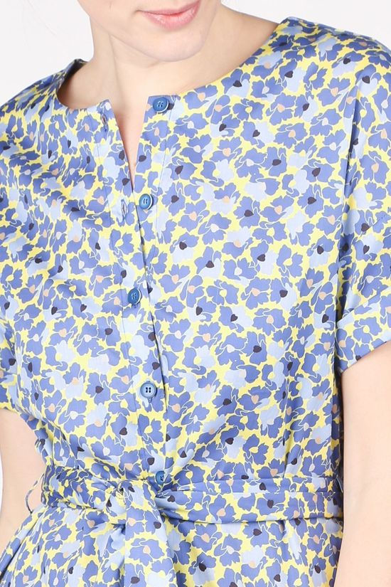 Terre Bleue Jurk Lorena blue/yellow