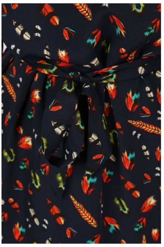 Vila Joy Robe Plumi-L-53-A Navy Blue/Camel Brown