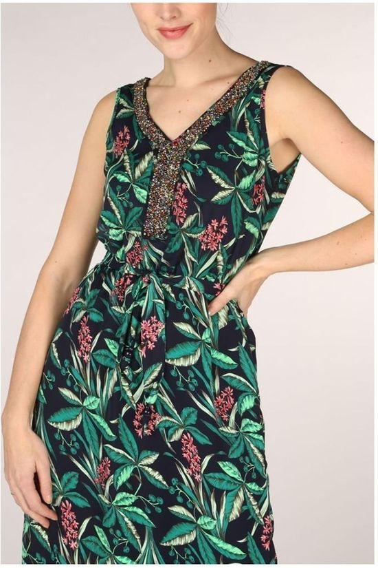 Vila Joy Robe Florida-L-50-A Navy Blue/Mid Green