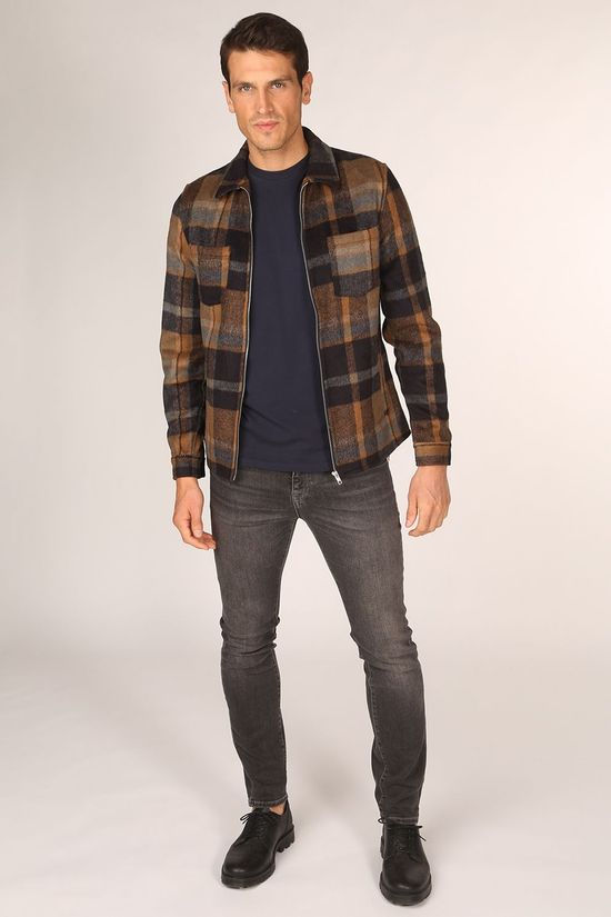 RVLT Hemd 3767 Dark Blue/Camel Brown