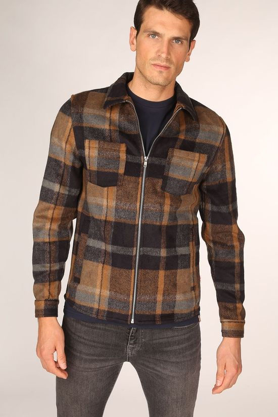 RVLT Hemd 3767 Dark Blue/Camel Brown