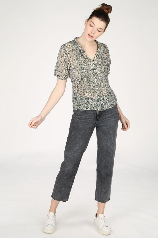 B.Young Blouse Byisak off white/light green