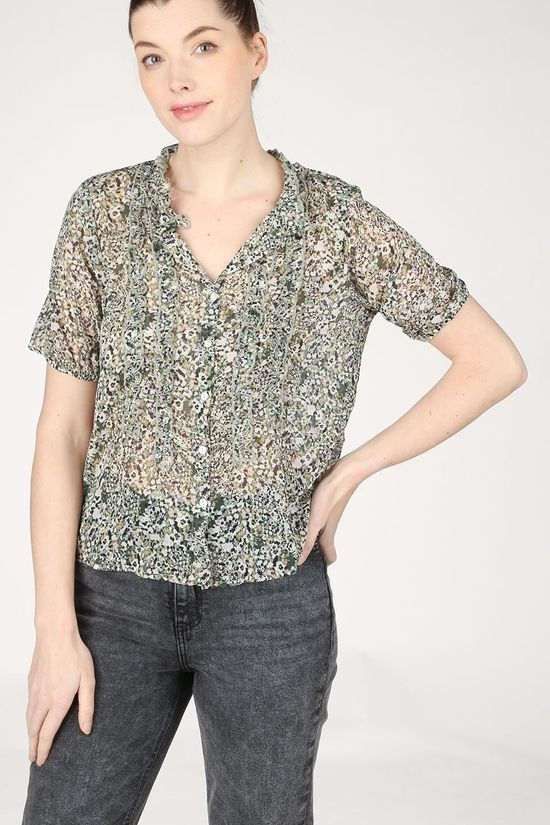 B.Young Blouse Byisak off white/light green