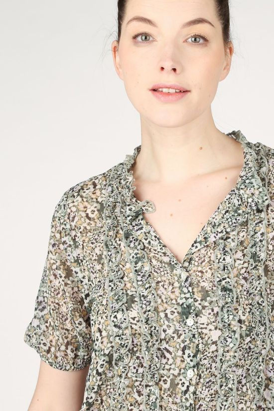 B.Young Blouse Byisak off white/light green