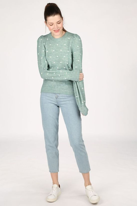 B.Young Trui Bymartine Small Dot light green/white