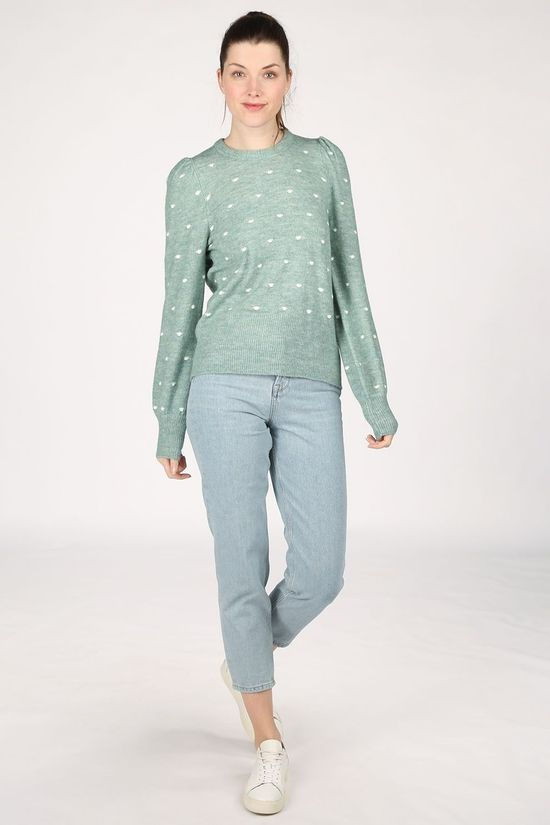 B.Young Trui Bymartine Small Dot light green/white