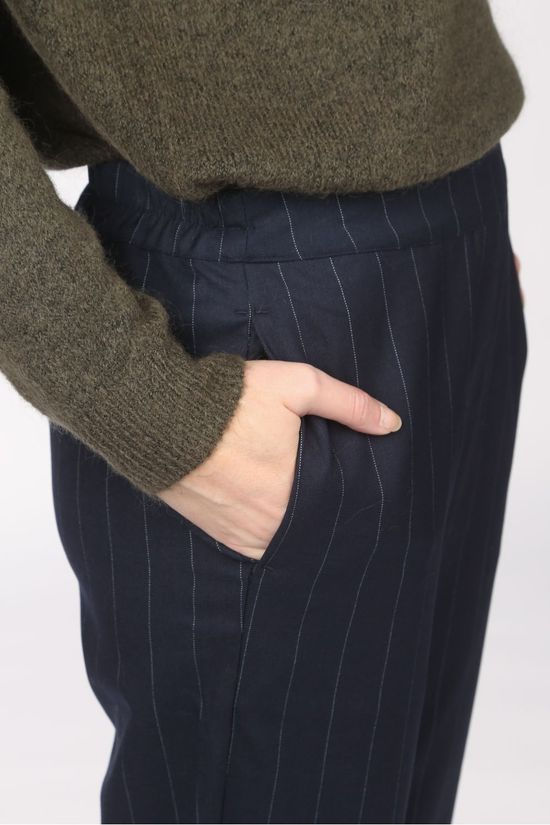 Moss Copenhagen Broek Teba Navy Blue/Light Grey