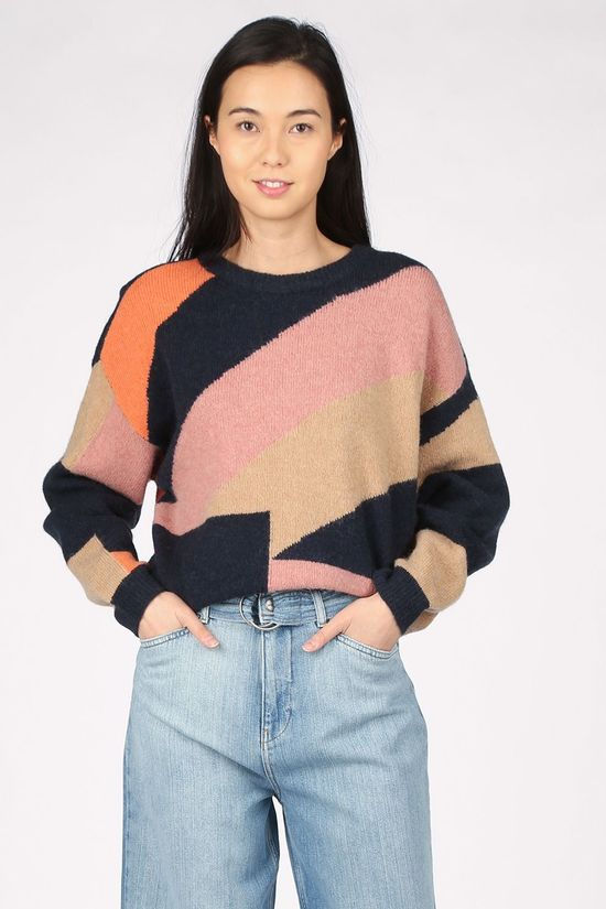Numph Pull Nurib Look Navy Blue/Sand Brown