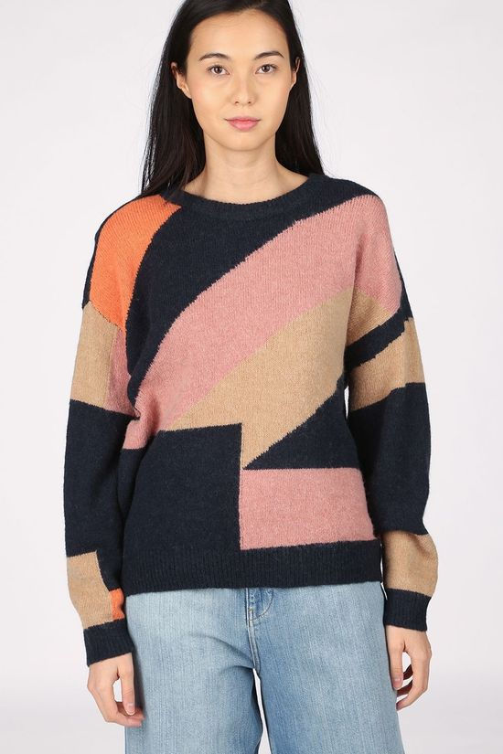 Numph Pull Nurib Look Navy Blue/Sand Brown
