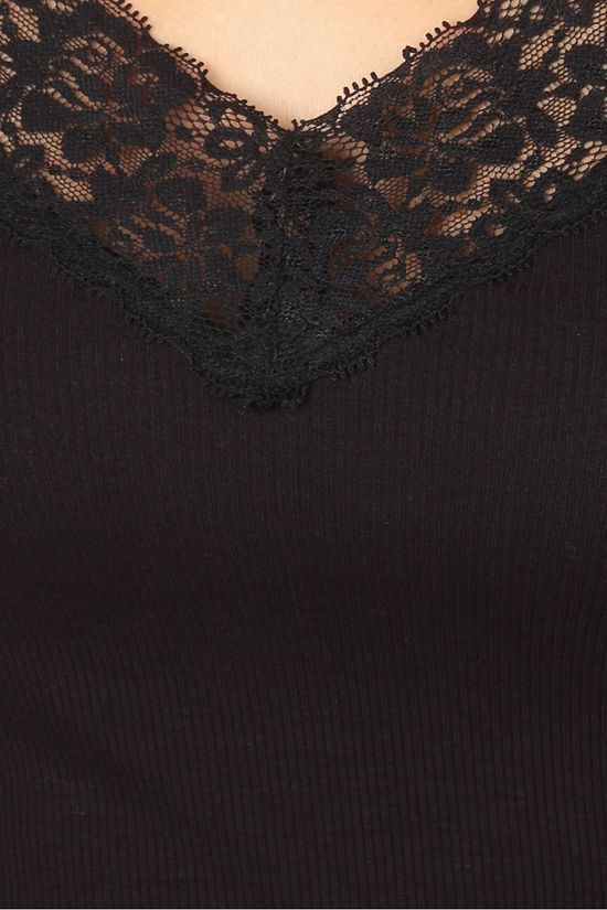 Selected T-Shirt Slfmio Rib Lace Singlet B Black