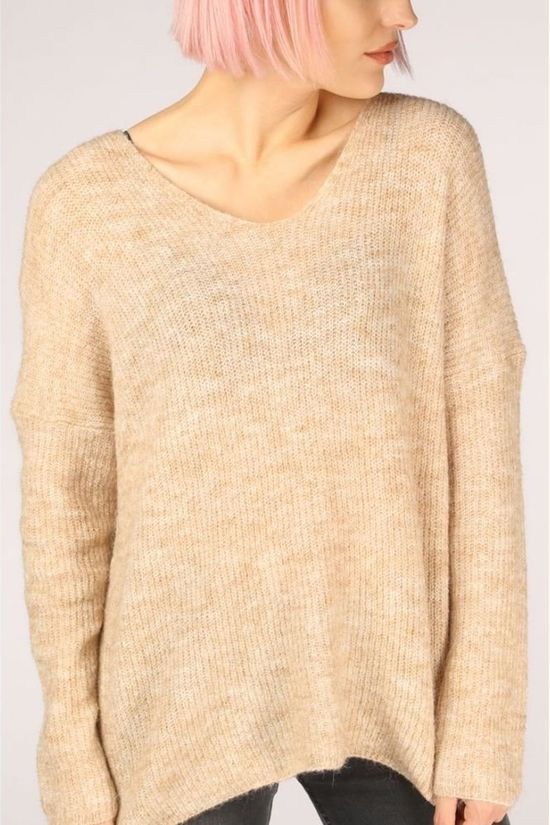 Only Pull hanna Maye Ls Vneck Sand Brown