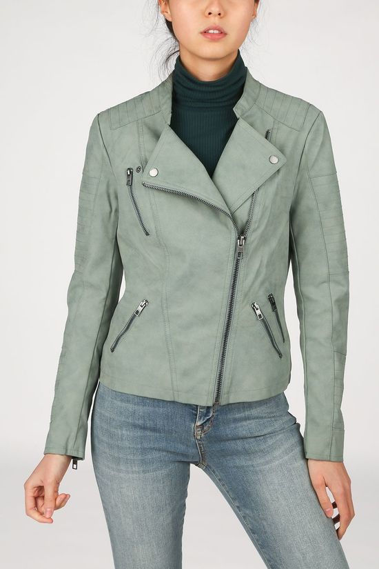 Only Imitatieleren jas ava pu biker light green