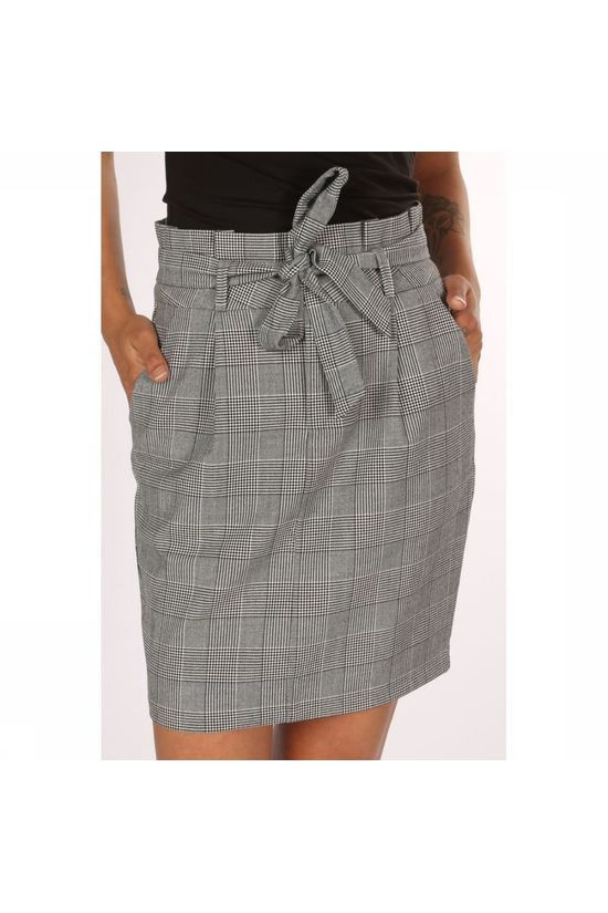Vero Moda Rok eva Hr Paperbag Short Check Skrt Noos dark grey/white