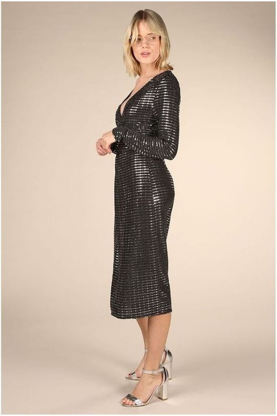 Object Jurk Sola Ls Black/Silver