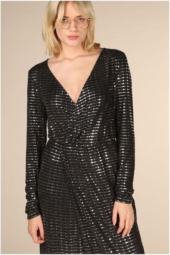 Object Jurk Sola Ls Black/Silver