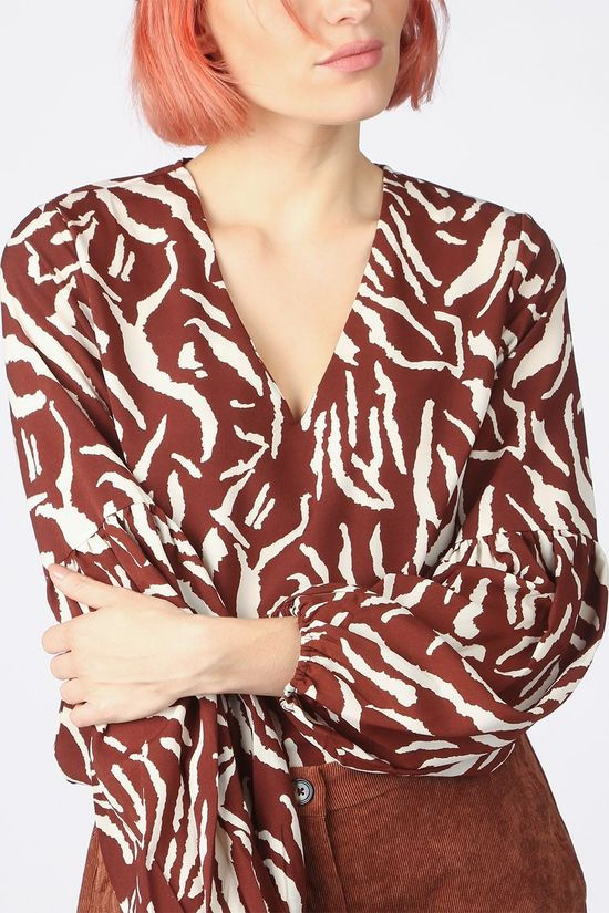 Vila Blouse Visulla dark brown/off white