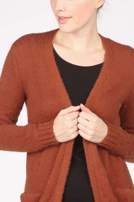 Vila Cardigan feami L/S Open/Su - Noos dark brown