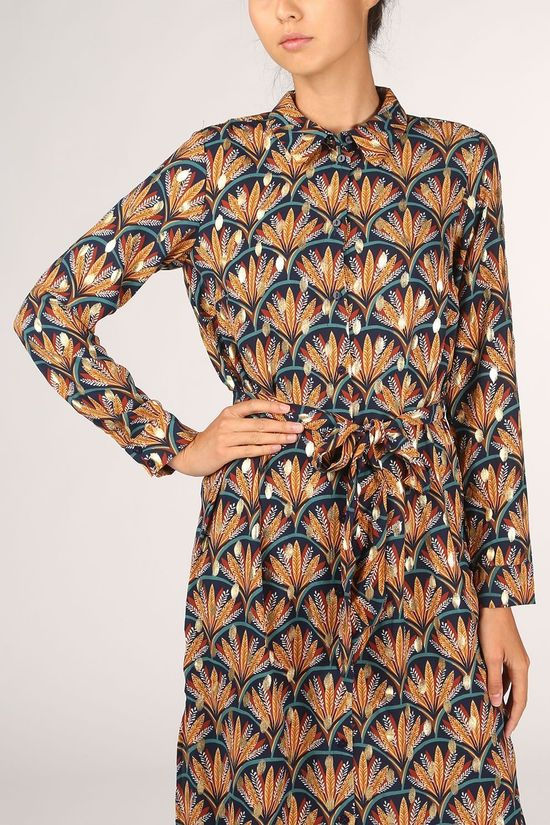 Vila Robe zino L/S Midi/L Navy Blue/Gold