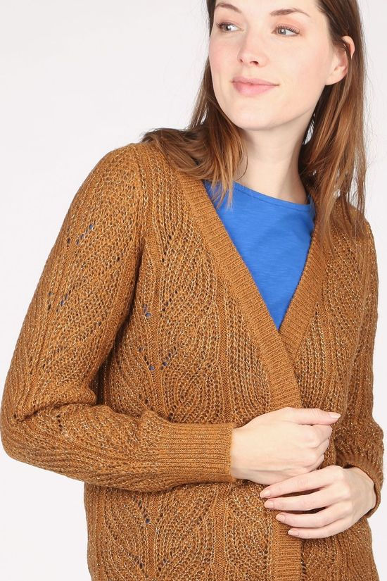 Object Pull nova Stella Glitter L/S Knit Sand Brown