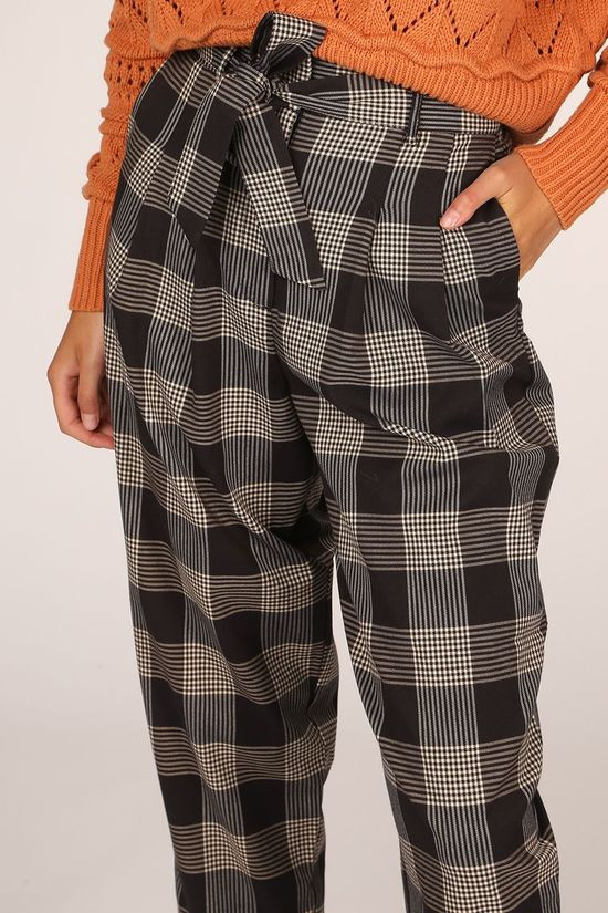 Object Broek cille High Waist Black/Off White