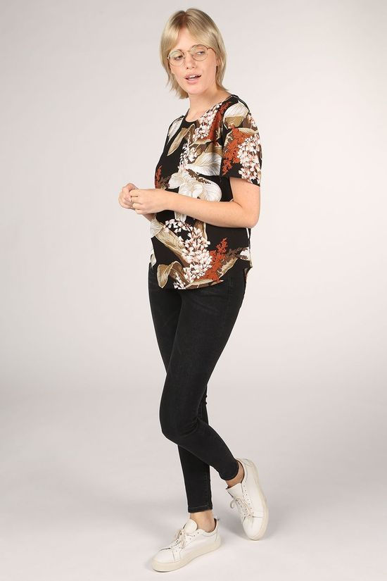 Object Blouse liliti S/S Black/Ass. Flower