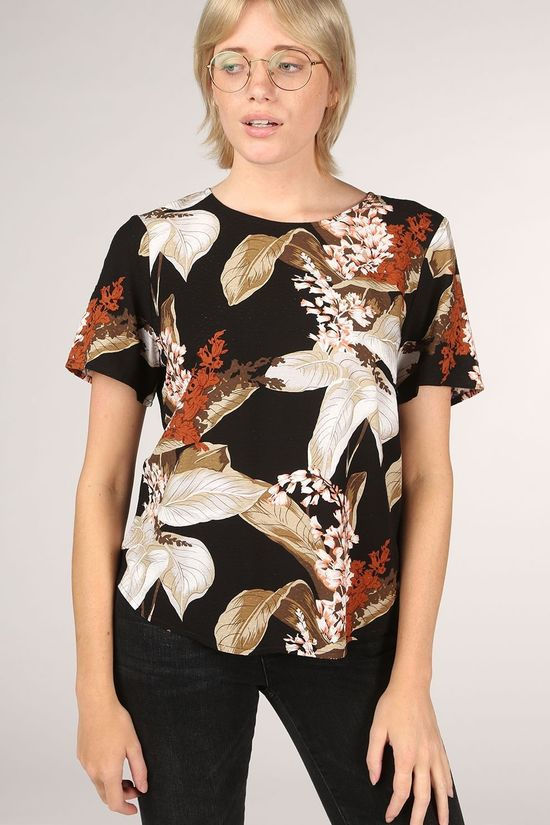 Object Blouse liliti S/S Black/Ass. Flower