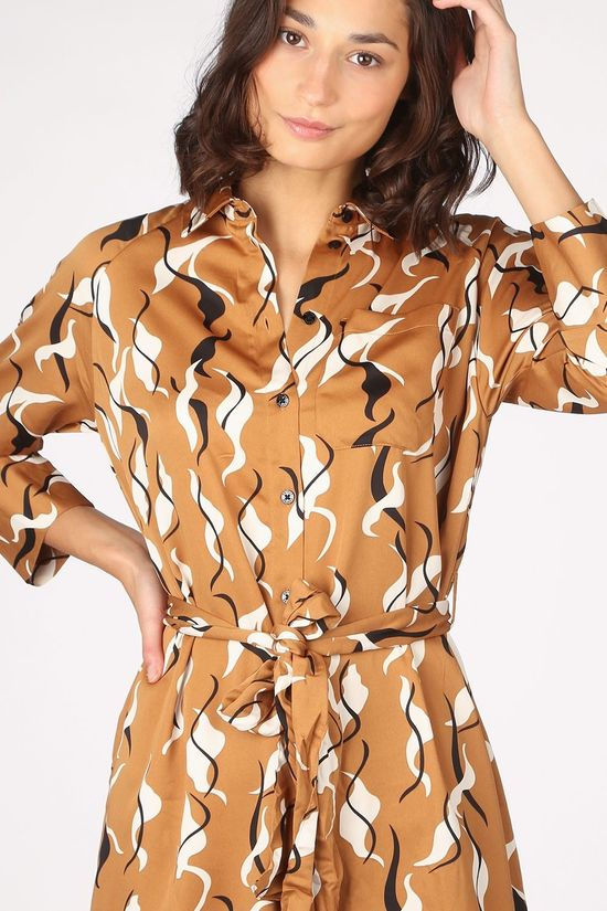 Object Robe helena 7/8 Camel Brown/Off White