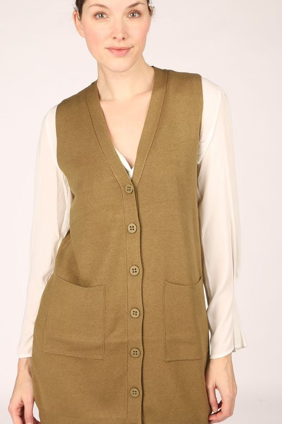 Object Cardigan Objedith Waist Coat mid khaki