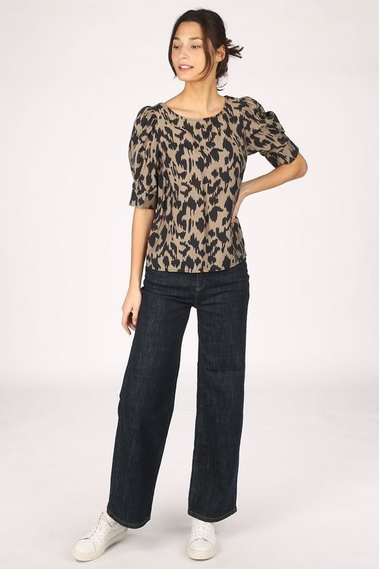 Object Blouse Objmarcela 3/4 Mid Brown/Black