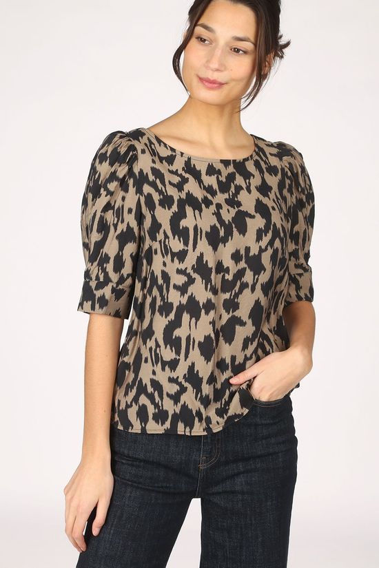 Object Blouse Objmarcela 3/4 Mid Brown/Black