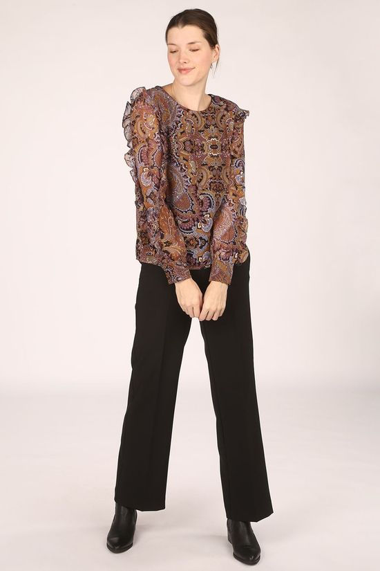 Object Blouse Objmarcin Evita Ls Black/Assorted / Mixed