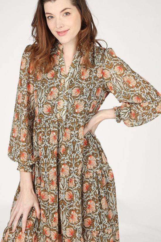 Object Robe Objsteph Gia Ls Long Mid Khaki/Ass. Flower