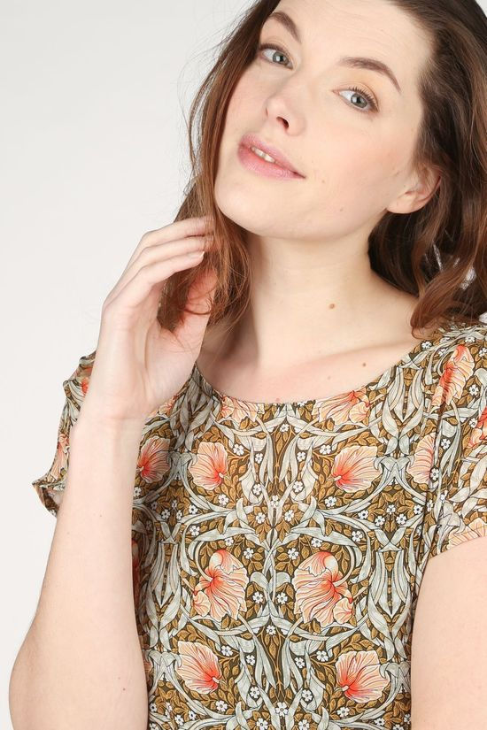 Object Blouse Objsteph Urban Ss 113Div Mid Khaki/Ass. Flower