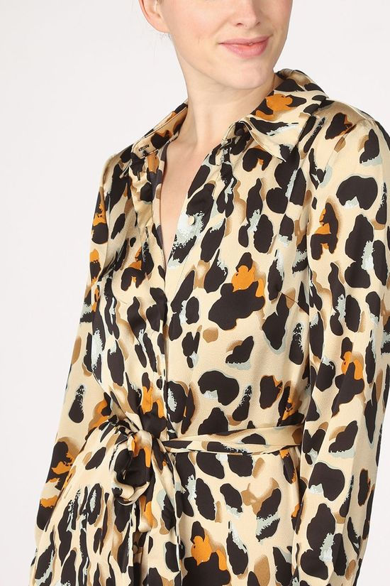 Vila Robe Vijolie Aop Ecru/Camel Brown